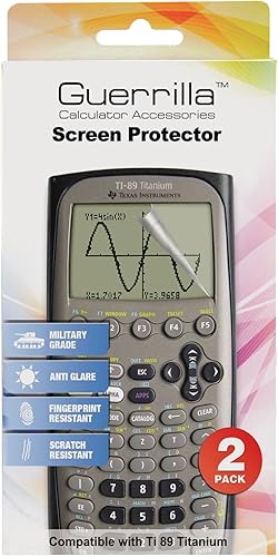 Guerrilla TI89SP - Protector de pantalla de grado militar, paquete de 2 unidades para calculadora gráfica de titanio Texas Instruments TI 89