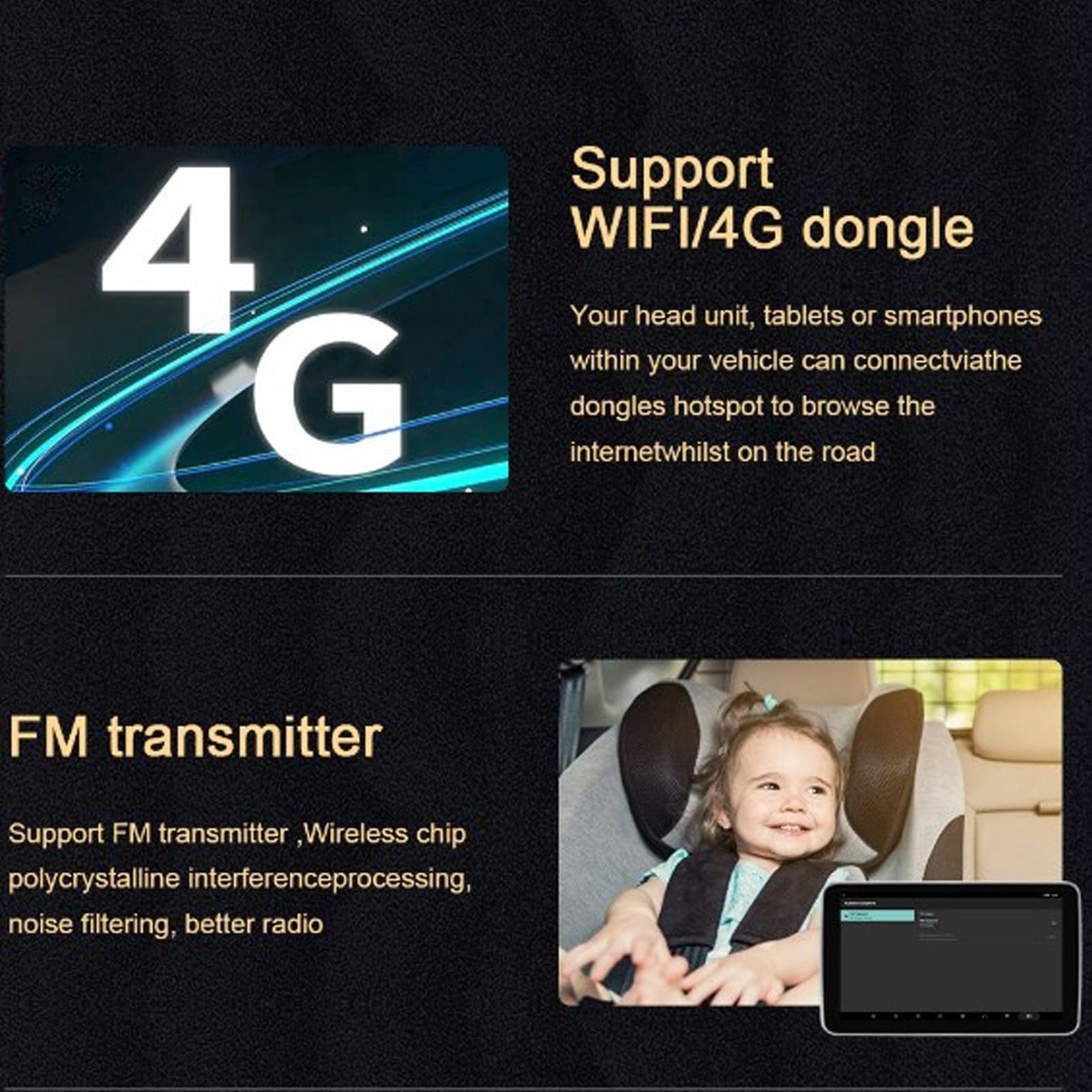 Reproductor de Vídeo para Reposacabezas, Monitor para Reposacabezas de Coche de 10,1 Pulgadas para 9.0, Pantalla Táctil IPS de Alta Definición, 32 GB de ROM, Reproductor de