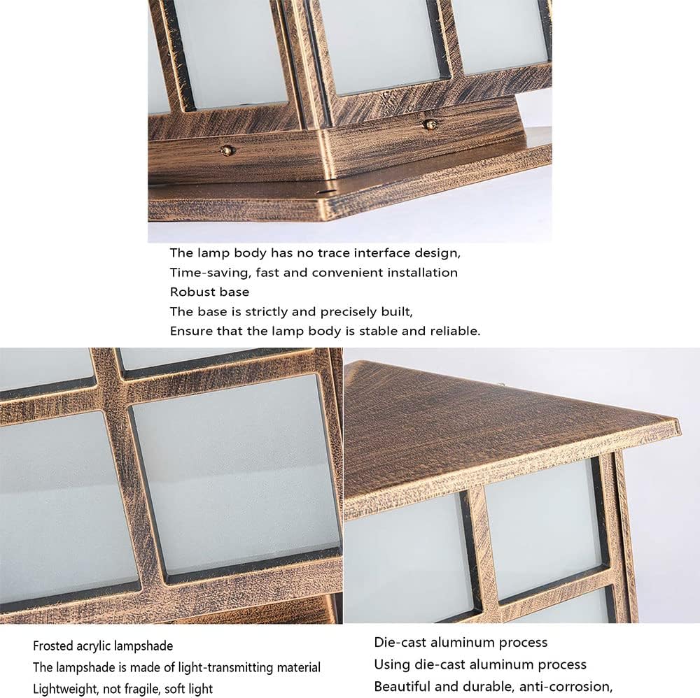 Tian Zige Outdoor Floor Lamp Yard Fence Column Lamp E27 Pillar Lamp Waterproof and Rainproof Pier Deck Installation Lighting for Fence Patio Path