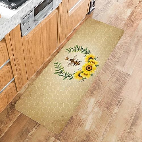 Miniatura 5 de Juego de 2 alfombrillas de cocina acolchadas y antifatiga para estar de pie, impermeables, juego de alfombras de cocina para el hogar, oficina,