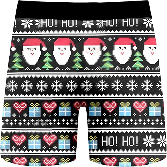 Christmas Boxers Men, Mens Underwear Boxers, Boxers Reindeer Snowflake Santa Claus Printed Underwear Loose Festive Costumes Plus Size Soft 3d Novelty Xmas Underpants Breathable Comfortable Retro