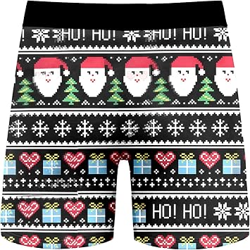 Christmas Boxers Men, Mens Underwear Boxers, Boxers Reindeer Snowflake Santa Claus Printed Underwear Loose Festive Costumes Plus Size Soft 3d Novelty Xmas Underpants Breathable Comfortable Retro