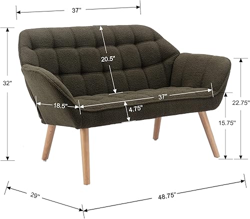 Miniatura 9 de Silla decorativa moderna de sherpa con otomana, silla de salón tapizada esponjosa con reposapiés, cómoda silla de sala de estar, silla auxiliar