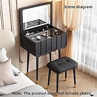 Vista 3 de Pequeño escritorio de maquillaje con cajones, juego de escritorio con espejo grande iluminado, 3 modos de iluminación, brillo ajustable, tocador