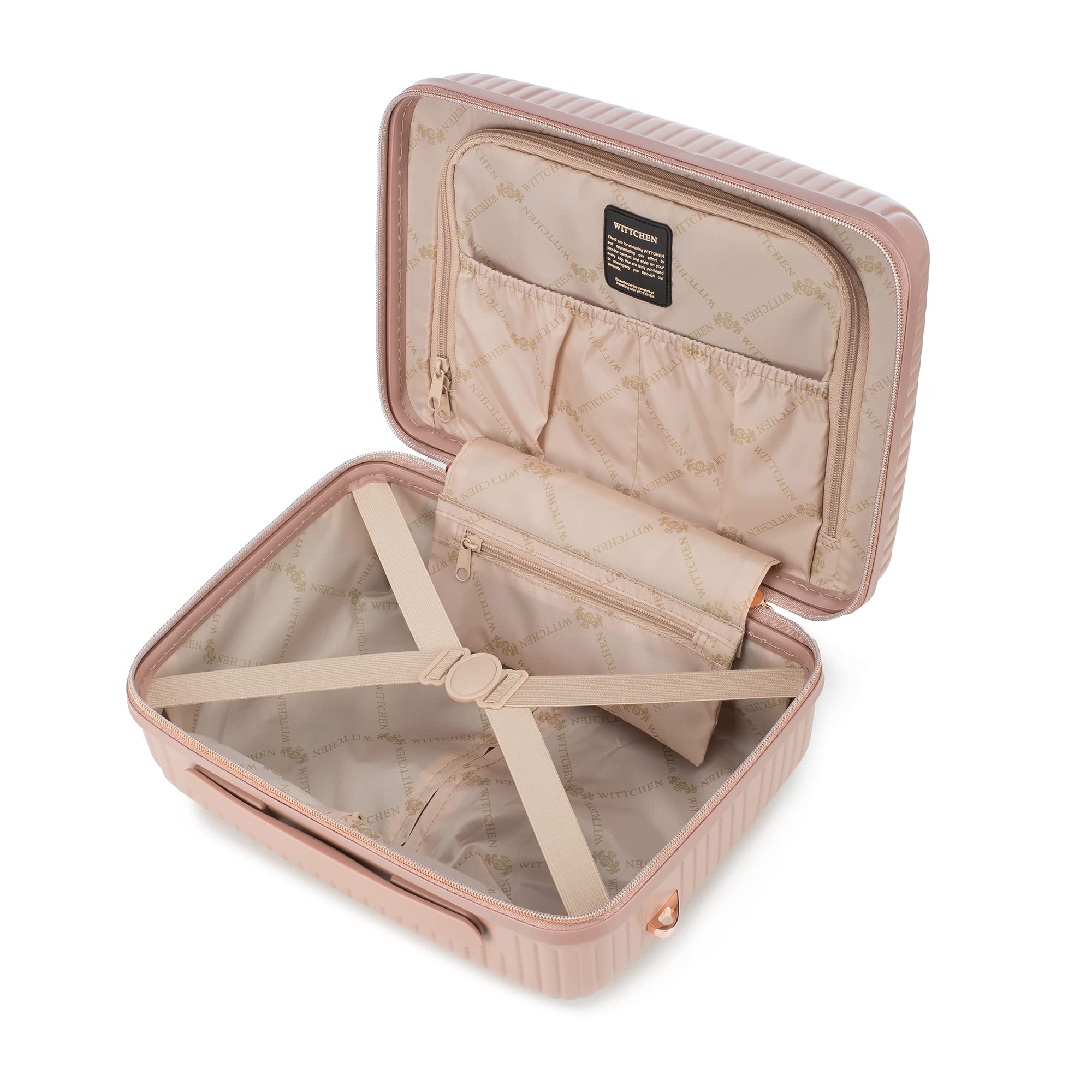 WITTCHEN Necessaire Estuche cosmético de viaje Maleta de mano Maletín de cabina Maleta de policarbonato con correa ajustable para cosméticos GL Style Rosa empolvado