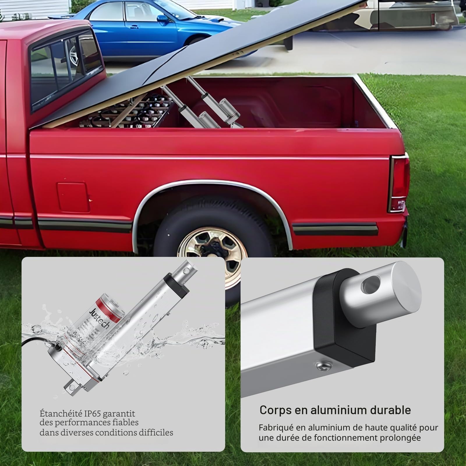 Justech Moteur à Actionneur Linéaire Heavy Duty 750N/160LBS 150mm DC 12V Actionneurs à Mouvement Linéaire pour Ouvre-Porte Électrique Voiture Automatique RV Machines Agricoles Industrielles Cargaison