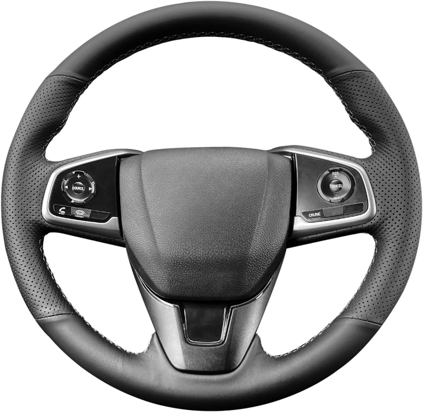 Microfiber Leather Steering Wheel Cover for Honda Civic 10th Generation 2016 2017 2018 2019 2020 2021 / Clarity 2018-2021 / CR-V CRV 2017-2022 Hand Stitched OEM DIY Accessories