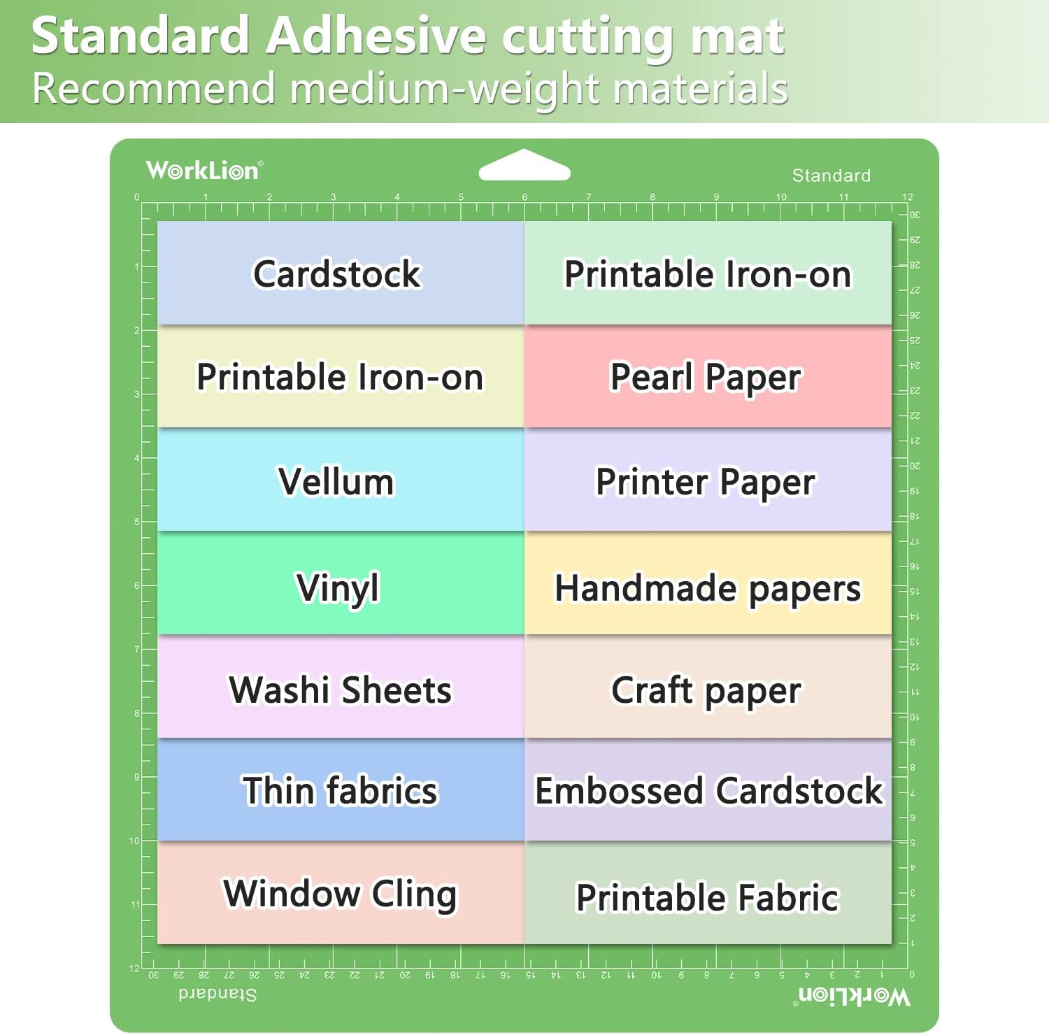WORKLION 12x12 Standard Cutting Mat（3Pack) Compatible With Explore One/Air/Air 2/Maker Standard Adhesive Sticky Green Quilting Cricket Replacement Vinyl Cutting Mat