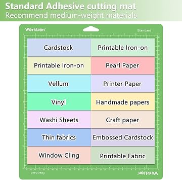 WORKLION 12x12 Standard Cutting Mat(3Pack) Compatible With Explore One/Air/Air 2/Maker Standard Adhesive Sticky Green Quilting Cricket Replacement Vinyl Cutting Mat