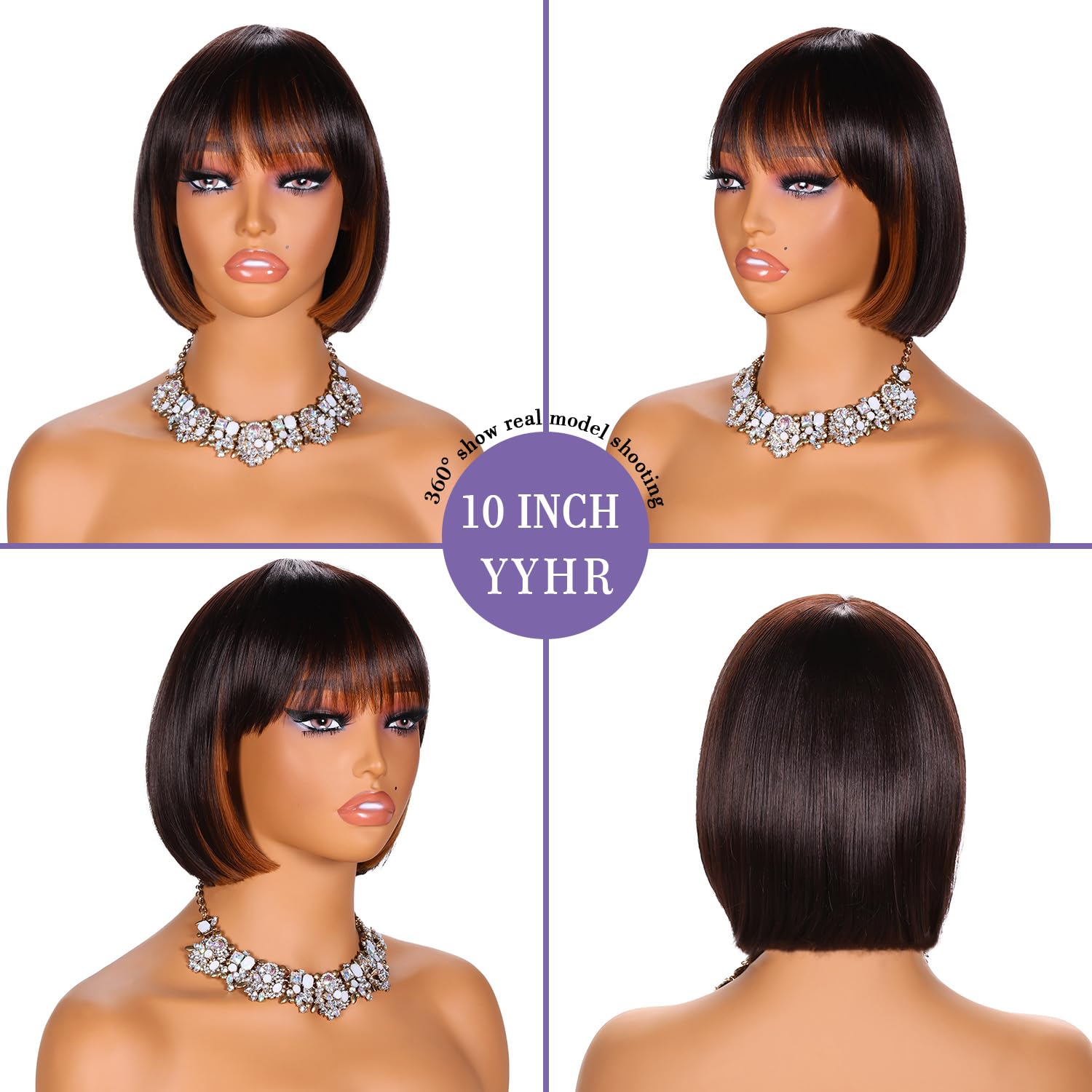 Amazon.com: YYHR Short Bob Wig With Bangs 10