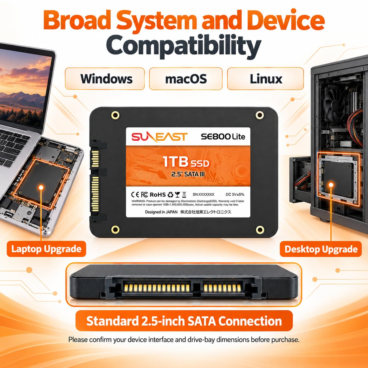 Amazon | SUNEAST 内蔵SSD 1TB 2.5インチ 3D NAND採用 SATA3 6Gb/s 7mm