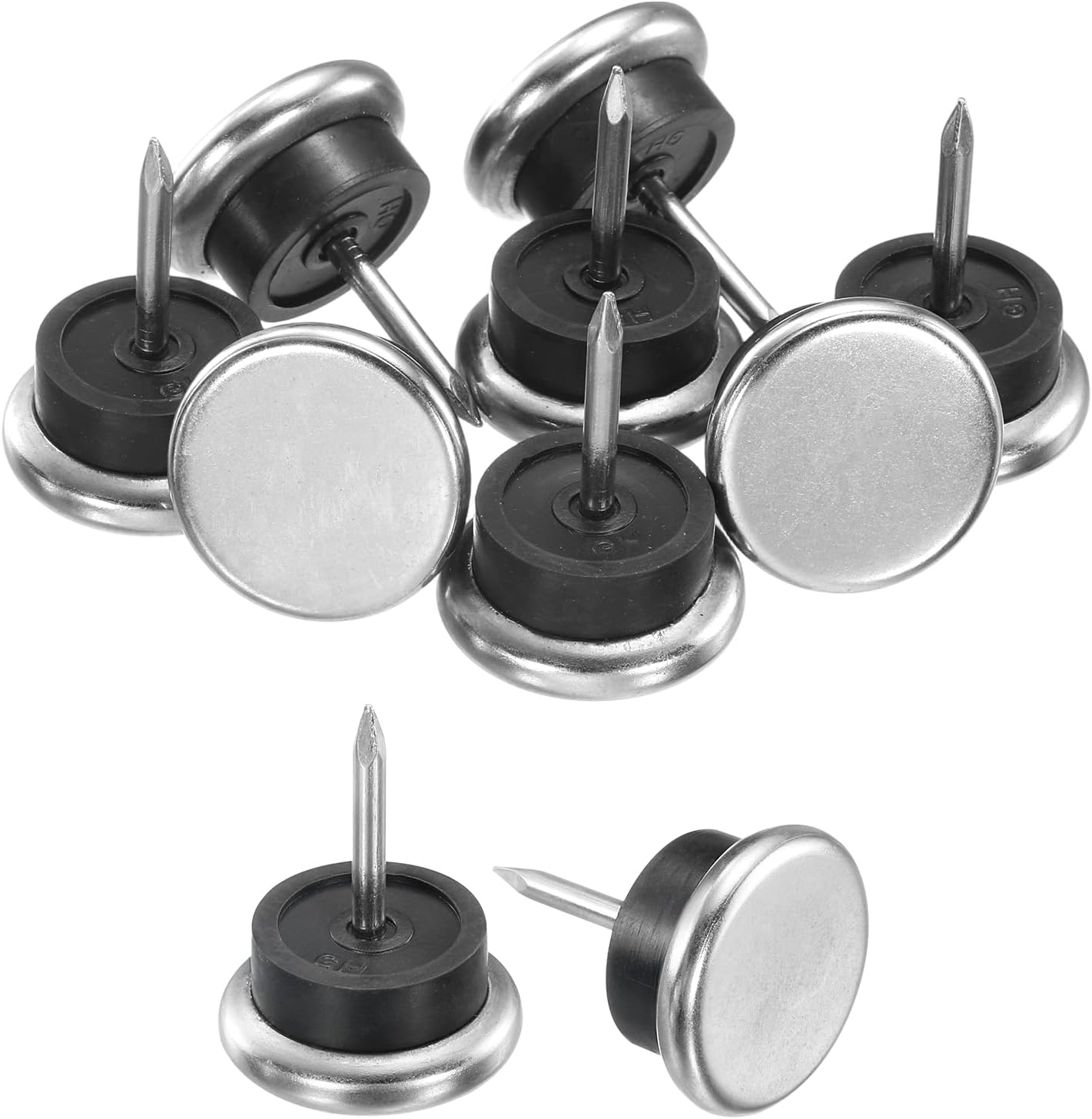 uxcell 12 Pcs Nail-on Furniture Sliders, 7/8"(22mm) Iron Round Furniture Pads Hardwood Floor Protectors for Chair, Table, Desk, Cabinet Leg Feet Non Slip Glides, Silver