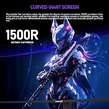Gawfolk 49 Inch Curved Gaming Monitor 120hz,1500R DQHD 5120x1440 PC Monitor | Built-in Speakers, DP, HDMI, Wall mount 100x100mm, Support PIP & PBP, Suitable for office and gaming, HDMI 2.1 & DP 1.4