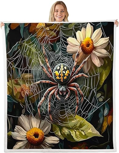 Miniatura 22 de Butterfly Flannel Blankets,White Daisy Flowers Rustic Garden Fleece Blanket for Room Decor,Romantic Blue Sky Spring Blooming Floral Throw Blanket