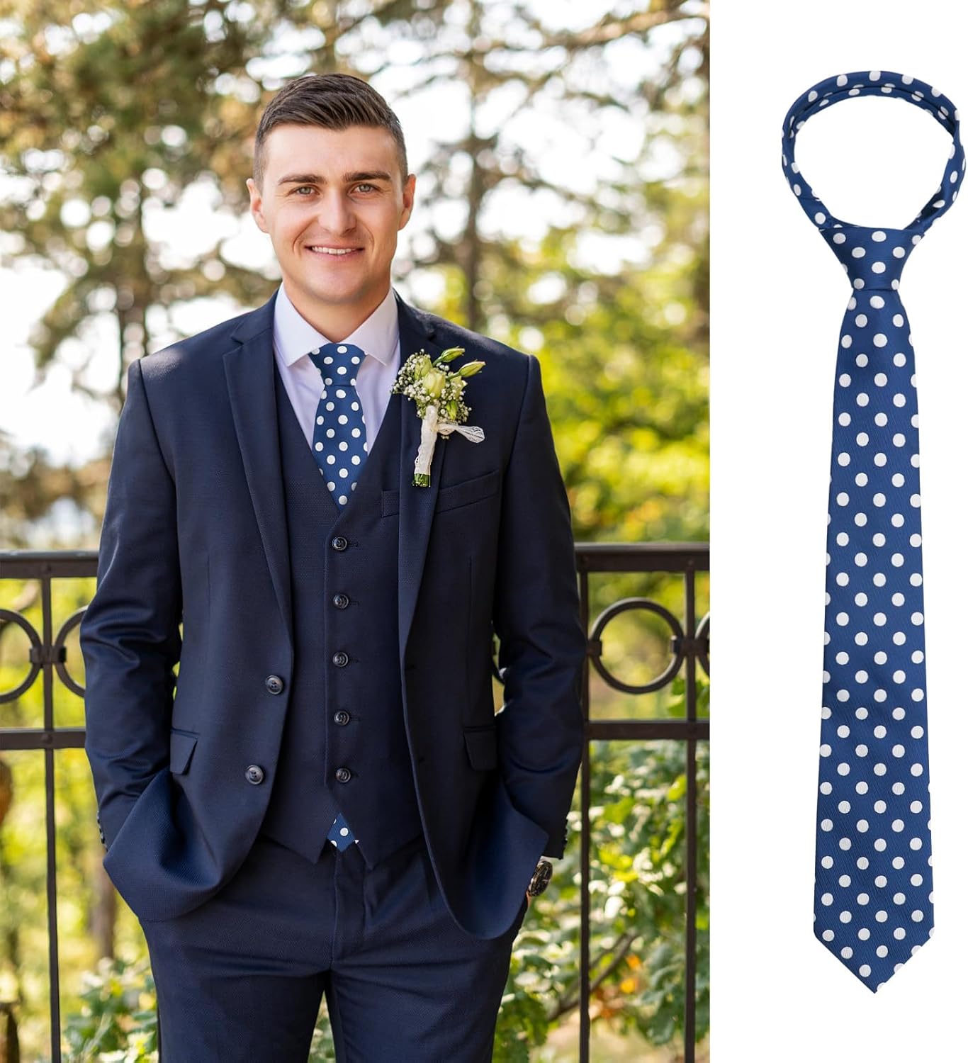 Mens Tie Polka Dot Ties for Men, Silk Mens Ties and Pocket Square Set Formal Neckties Wedding Business - Image 4