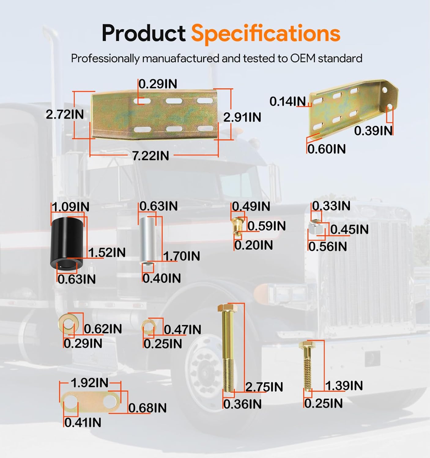 13-04387 for Peterbilt 379 Upper Roller Bracket Kit with Rollers and Hardware Replaces 13-04391 13-04667 13-04403, Fits Truck Hood or Door, Galvanized Steel, Driver or Passenger Side