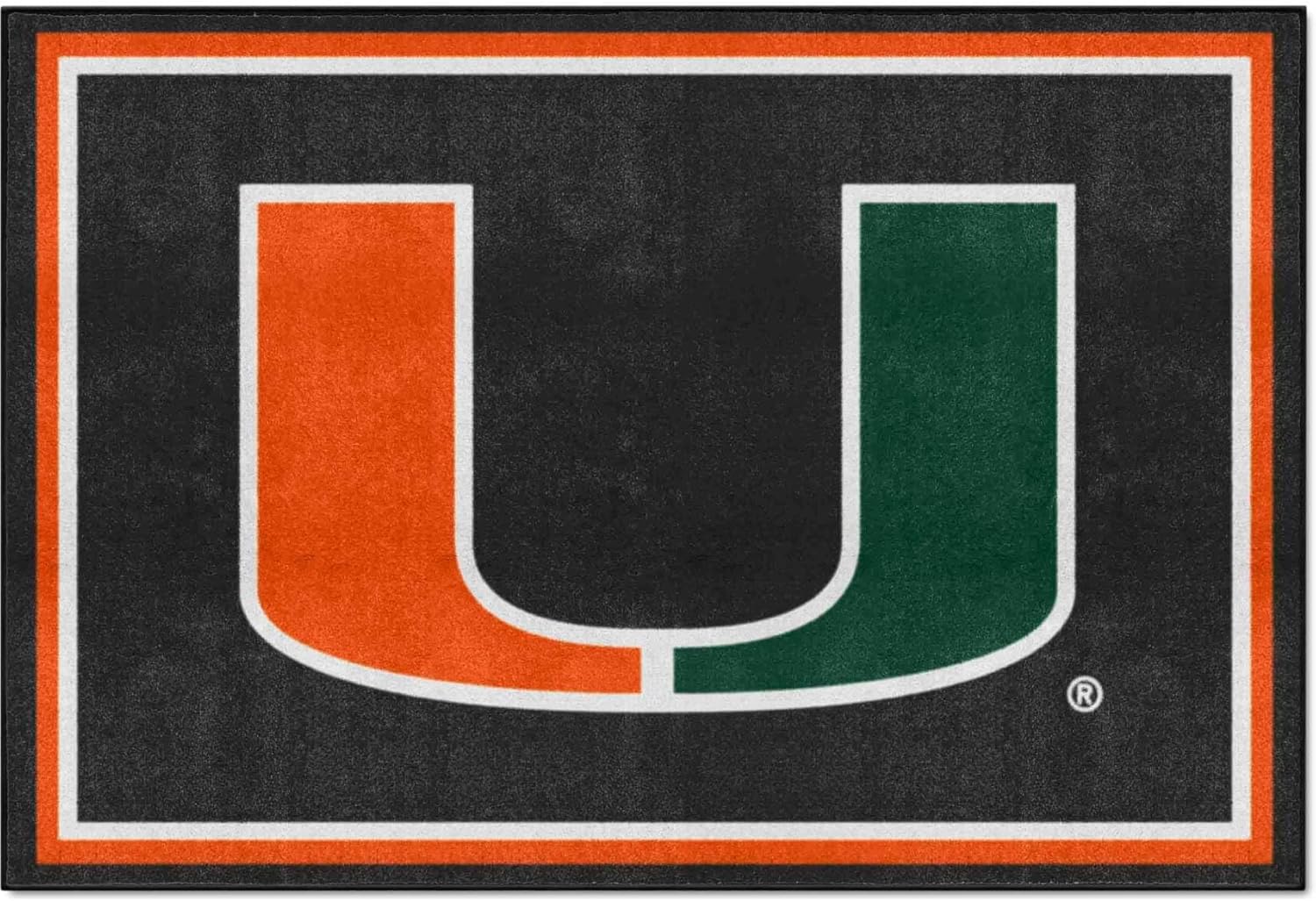 FANMATS 35753: Miami Hurricanes 5ft. x 8 ft. Plush Area Rug, Black