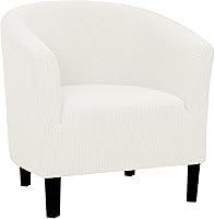 Vista 14 de Easy-Going Funda elástica para sillón de club de 1 pieza, funda para sofá de bañera de barril, protector de muebles, funda de sofá jacquard, marrón