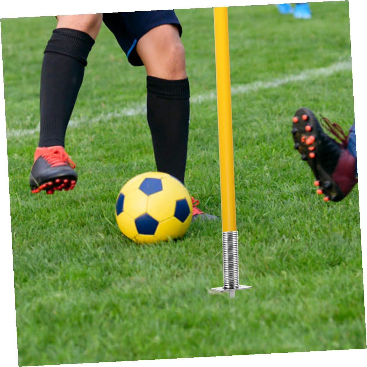 GANAZONO 4pcs Football Flagpole Holder Spring-Loaded Ground Stake Soccer Corner Flag Mount Spike for Outdoor Training Field Marking Equipment