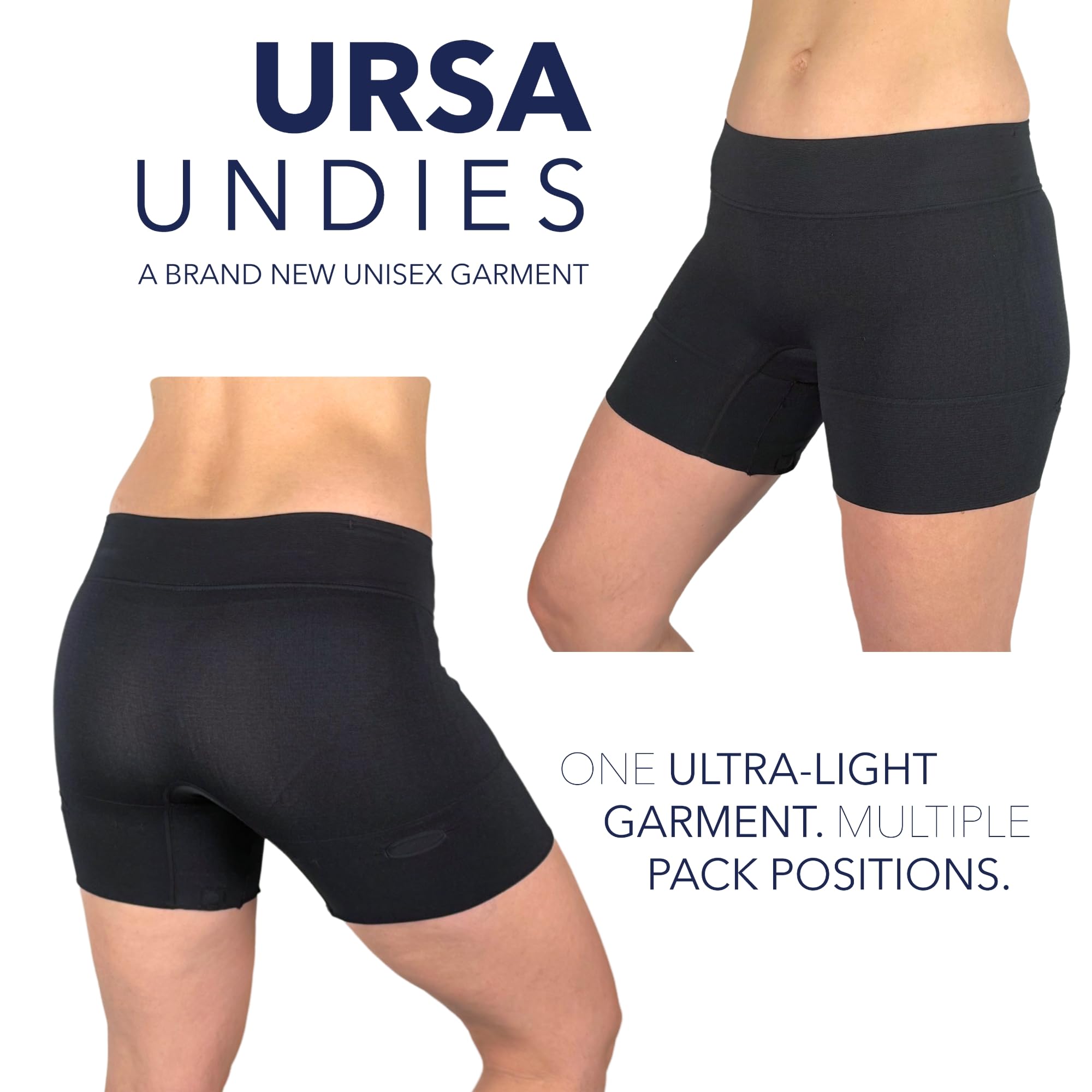 URSA Undies - Boxer leggeri per film, TV e teatro, passanti integrati e tasca con bottone automatico, per posizionamento wireless del microfono (nero, M)