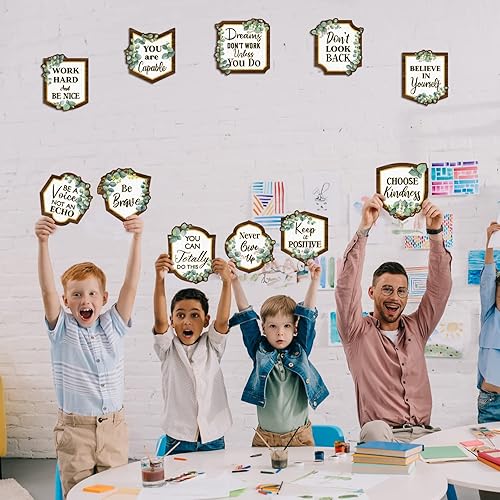 Miniatura 2 de Chinco 48 tablones de anuncios de eucalipto positivos con detalles de eucalipto, decoración de aula, vegetación, citas inspiradoras, recortes, arte