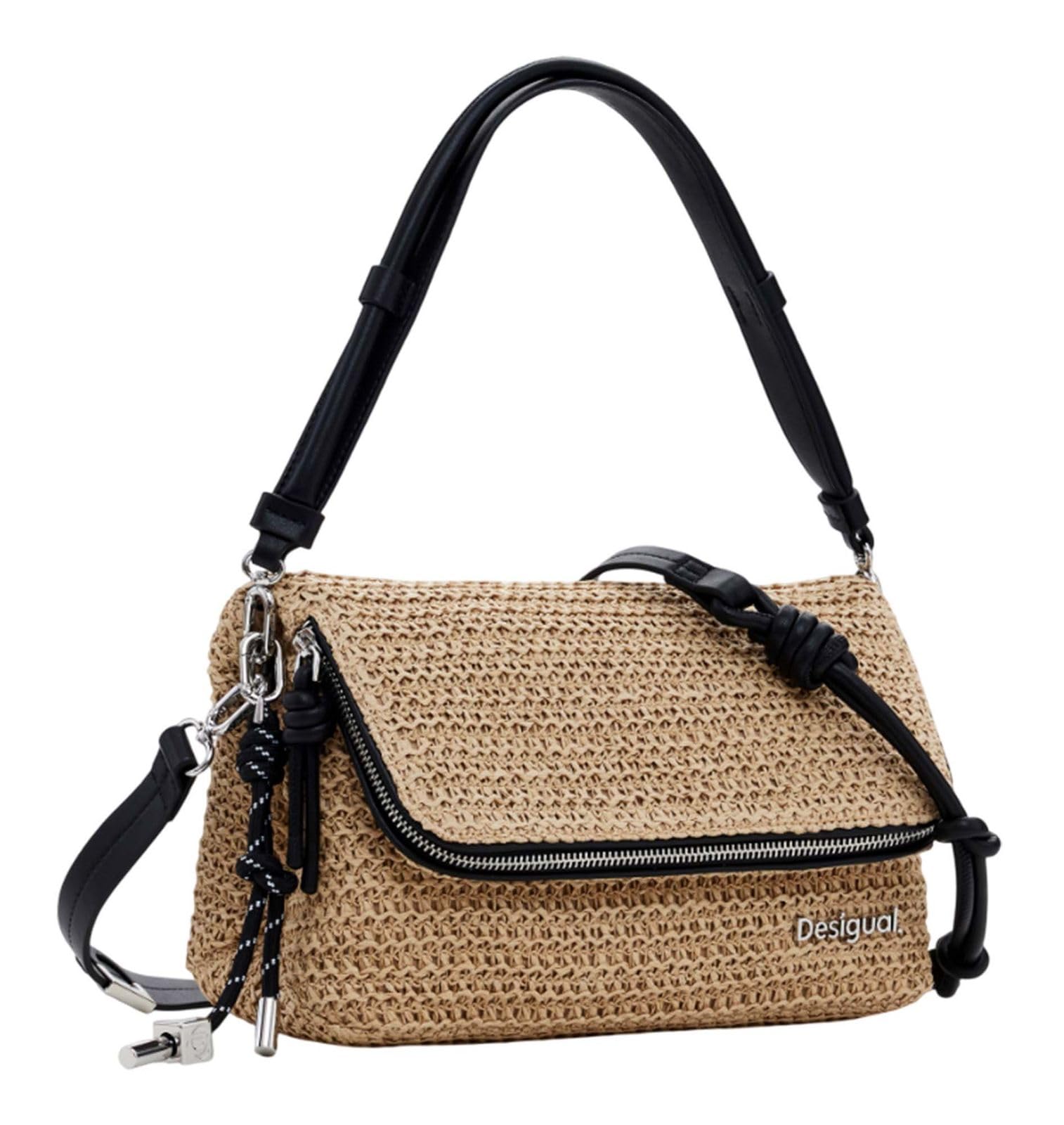 Desigual Logo Raffia Torba na ramię Natural