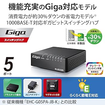 Amazon | エレコム スイッチングハブ ギガビット対応 5ポート