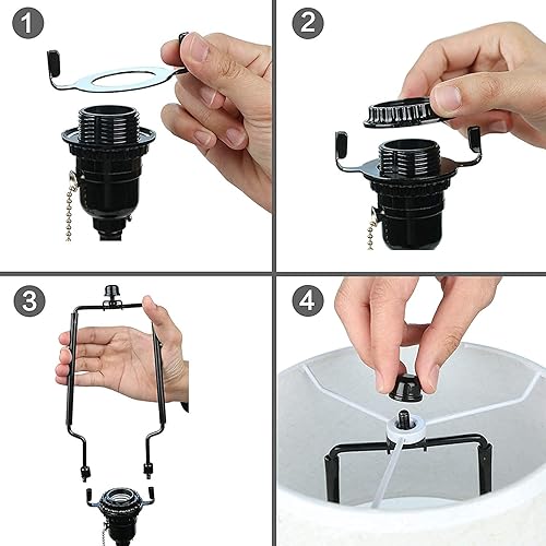 Miniatura 7 de 2Pack HZHFCB 7 8 9 10 inch Lamp Shade Harp Holder,Adjustable Lamp Harp Kit,Fit 38 IP Standard,E14,E26,E27 Light Base UNO Fitter Adapter,Black Horn
