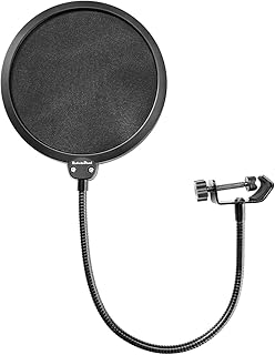 RobotsDeal   Filtro antipop per microfono girevole a 2 strati schermo acustico protezione antisoffio   per microfoni da studio di registrazione Blue Yeti e non solo Black