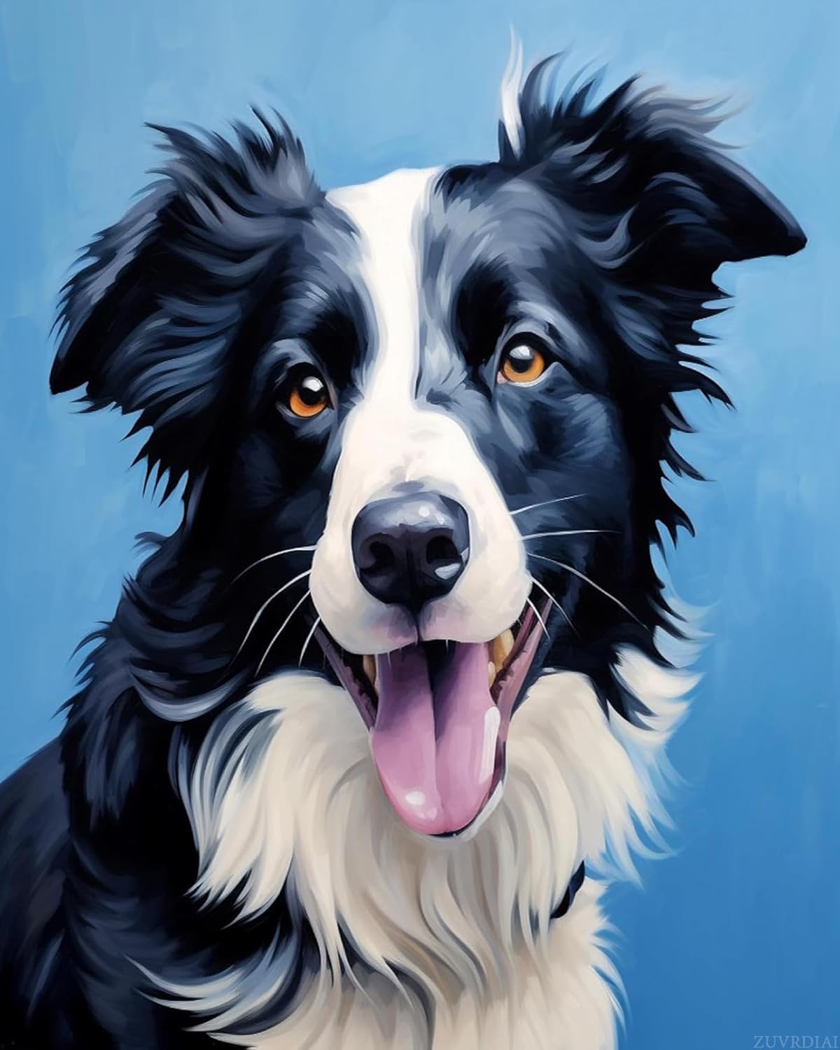 ZUVRDIAI Paint by Numbers for Adults Beginner, Oil Painting Style Border Collie, DIY Easy Oil Painting Kits Gifts for Dog Lovers, Pet Dog Painting on Canvas, 40x50cm, Without Frame