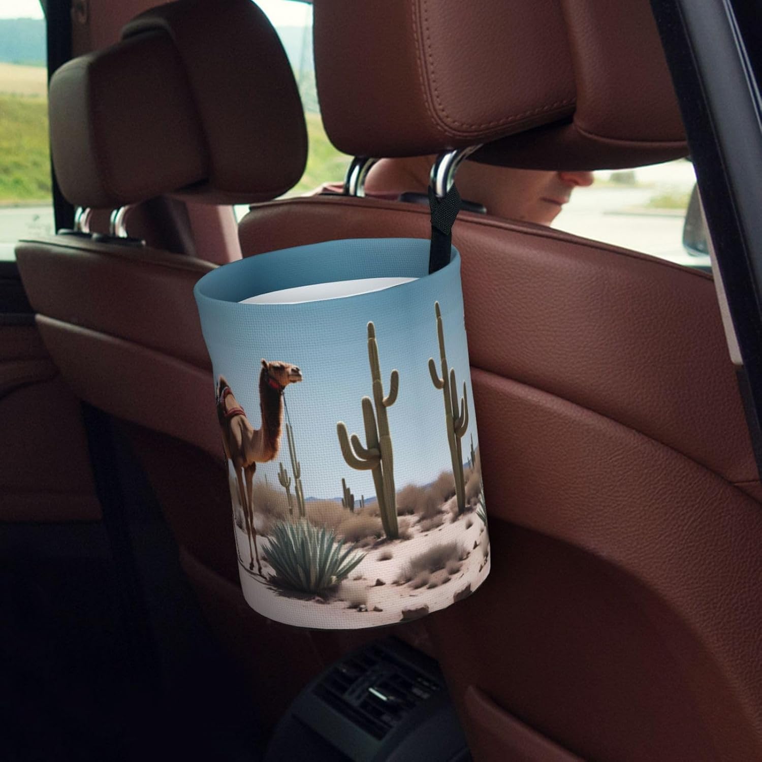 Desert Cute Camel Hanging car Trash can, Practical and Convenient, Suitable for Multiple car Models, Providing Ideal Storage Space image 5