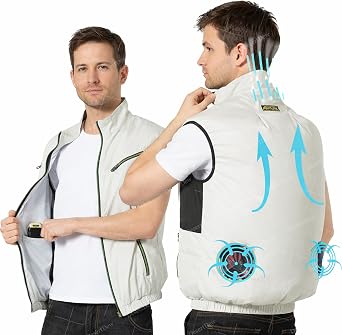Cooling Vest with 2 Fans, Japanese Fan Jacket, Outdoor Wearable Air Conditioned Jacket for Men