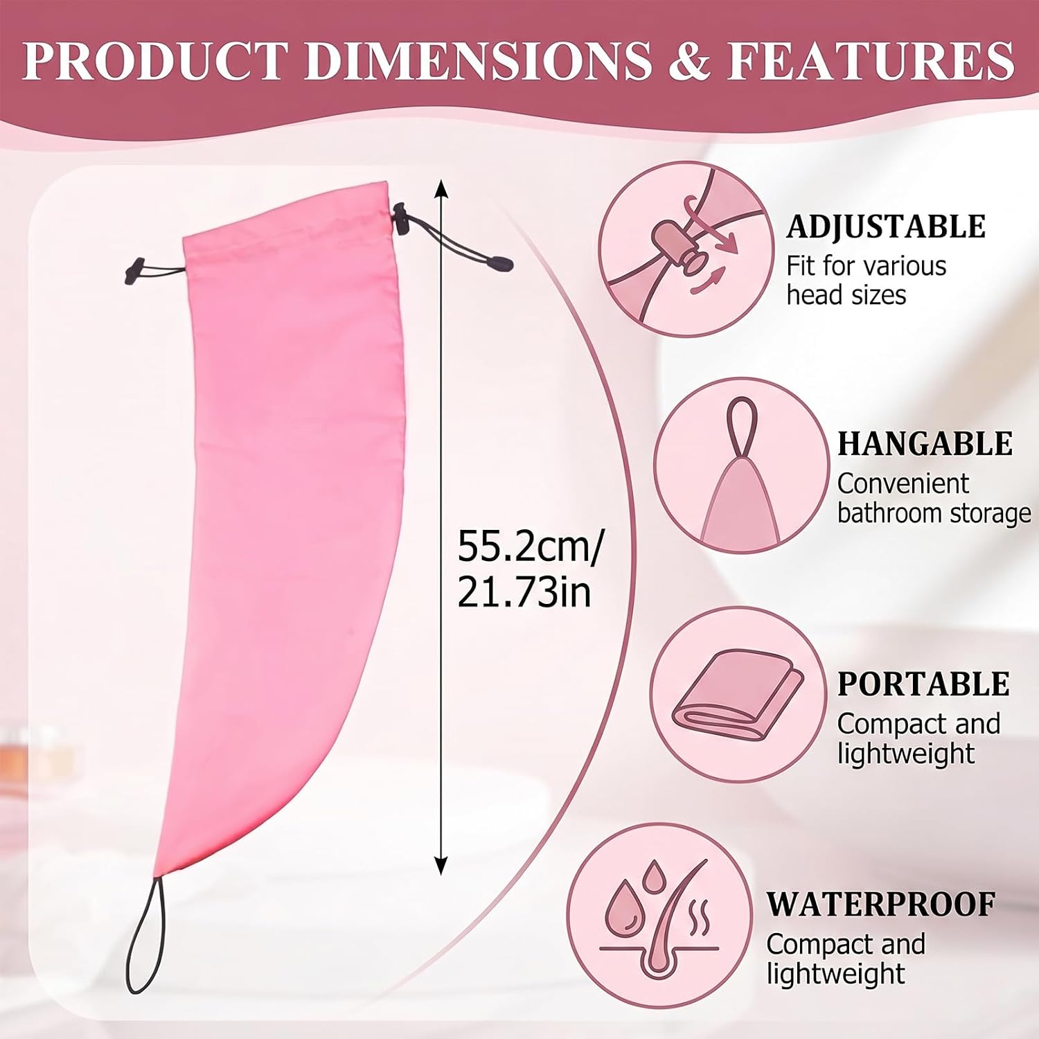 2 Pcs Crown Washing Shower Cap,For Shower Gym Travel Pool Beach, Time Saver