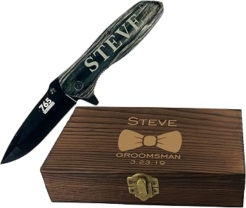 Groomsman gift for wedding set of 1 to 6, awesome favor box sets for grooms men - engraved pocket knives personalized with name unique for each groomsmen - customized
