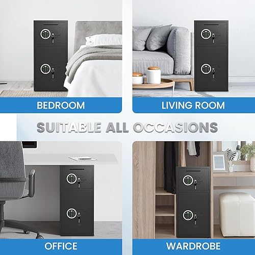 Miniatura 8 de Caja fuerte grande de 6.0 pies cúbicos, impermeable, resistente al fuego, con función de silencio y luz LED, teclado digital, caja fuerte para el