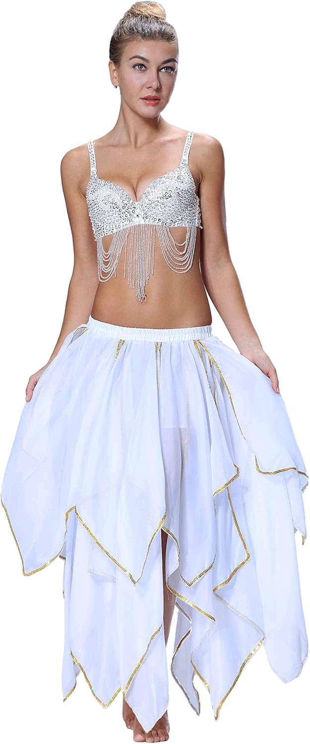 Seawhisper Tribal Glitter Sparkle Rhinestone Belly Dance Beaded Sequined Bra Top for Rave Cabaret Party - Image 2