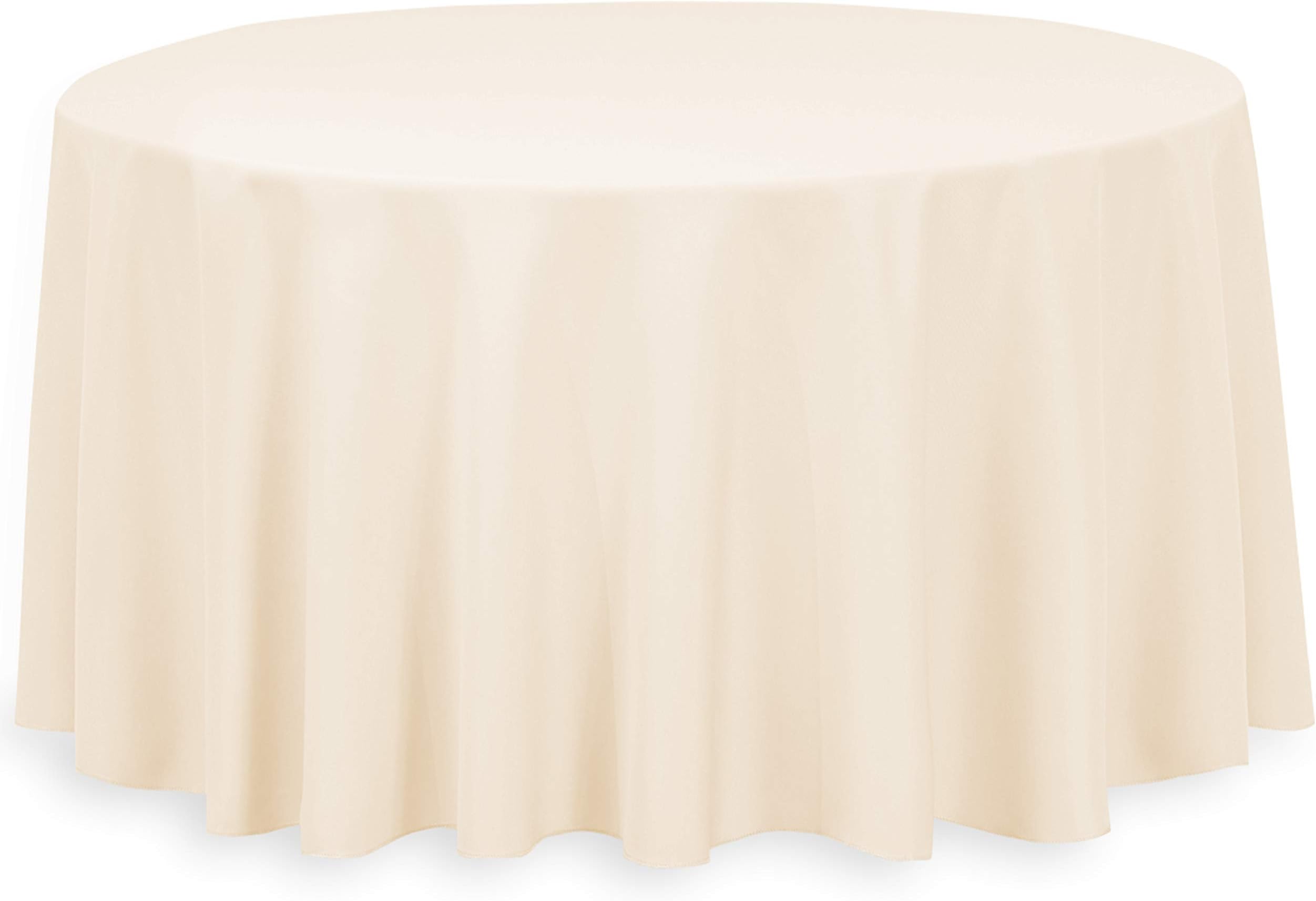 LinenTablecloth 132-Inch Round Polyester Tablecloth Beige