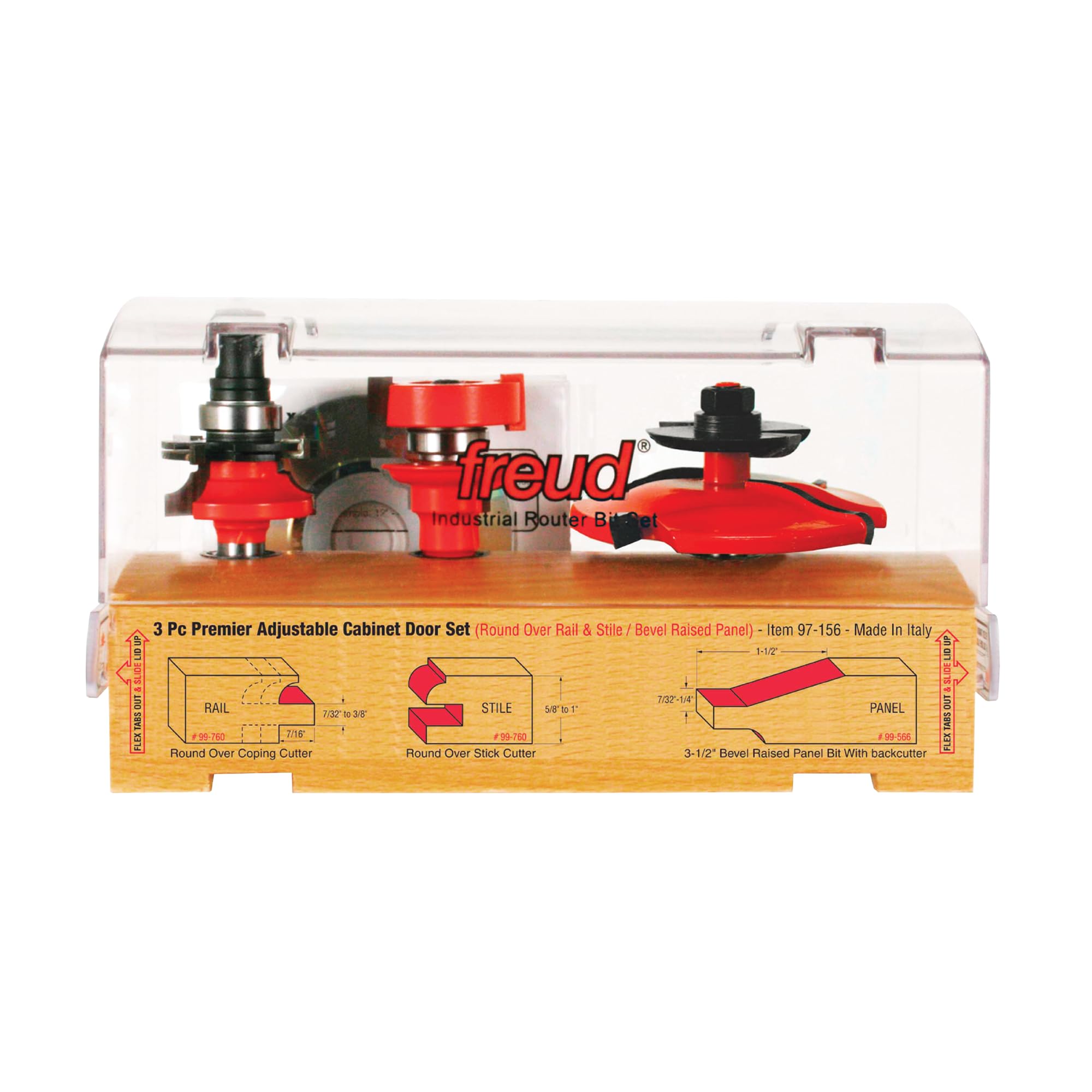 Freud 3-Piece Cabinet Bit Set - Long Tenon Doors -1