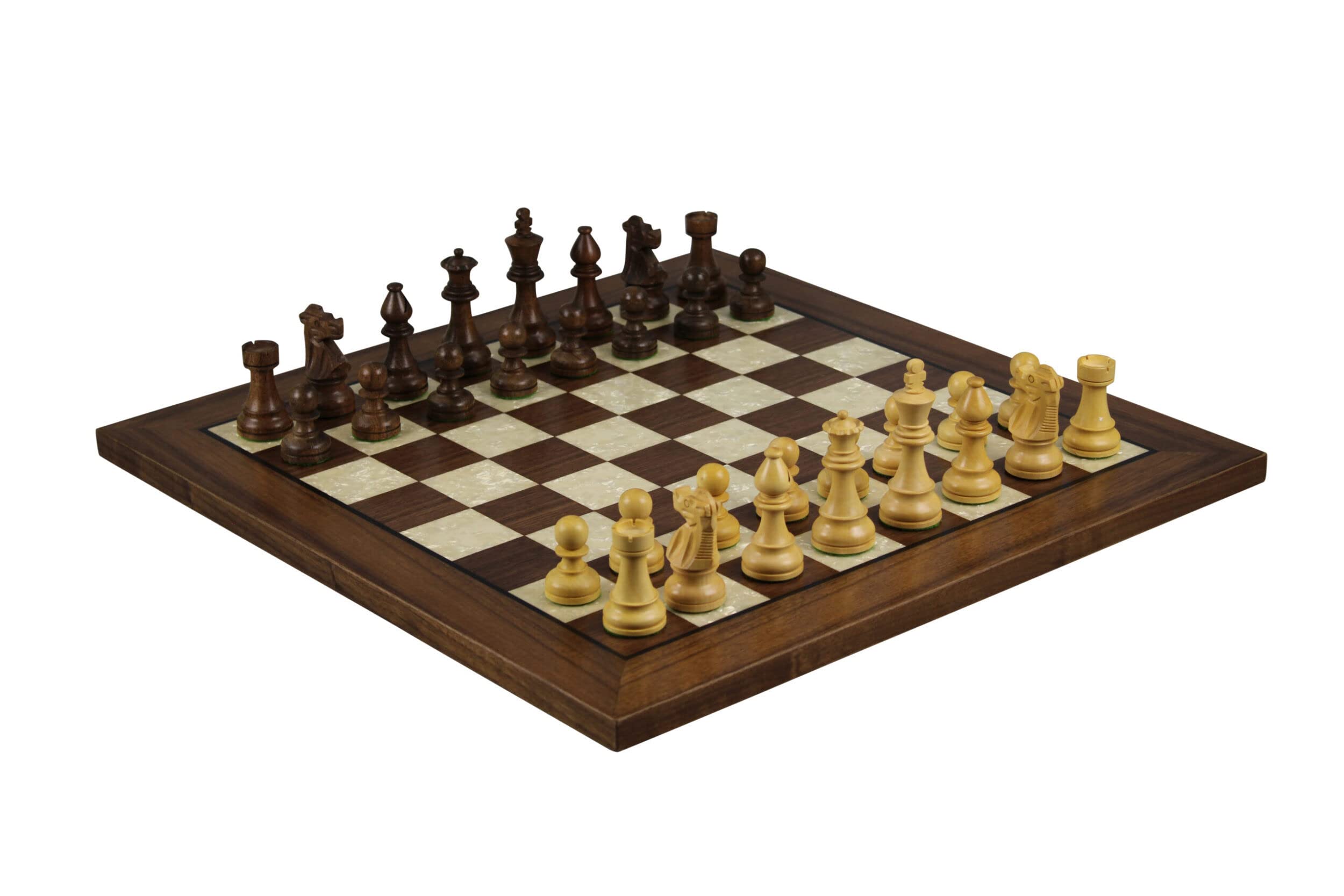 Grandmaster Championship, set di scacchi Helena in madreperla, in legno di noce, 50,8 cm, ponderato Sheesham French Knight Staunton, con scatola di scacchi in noce 9,5 cm