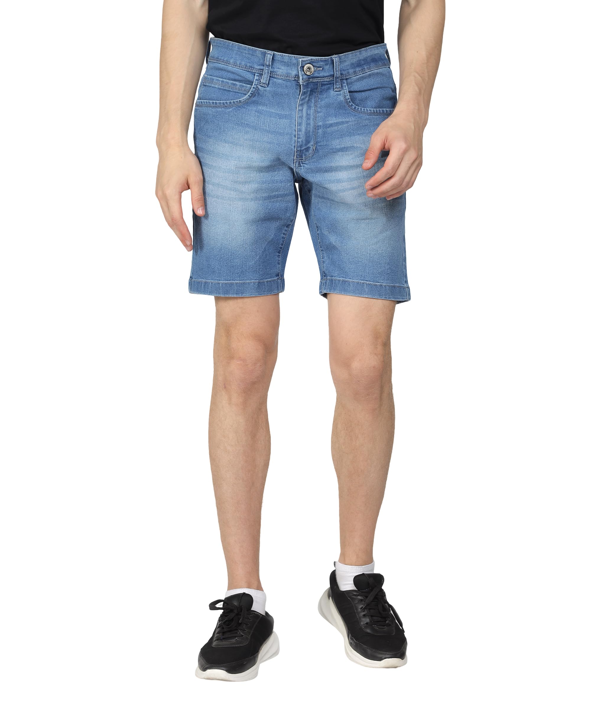 true colors of india Men's Regular Fit Denim Knee Length Shorts for Casual Wear, Available in Light Blue, Mid Blue, Carbon Blue and Navy Blue-picture-58