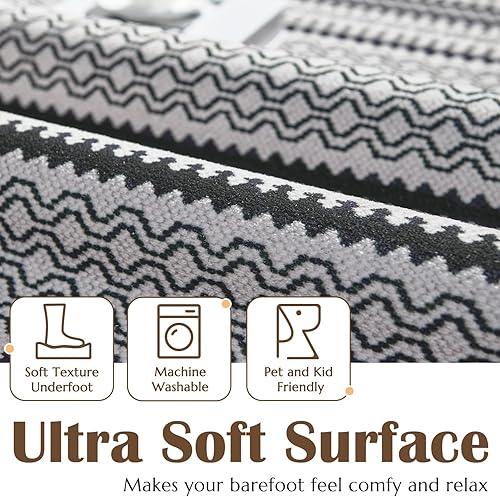 Miniatura 2 de jinchan - Tapete marroquí de 2 x 10 pies, lavable, para pasillo, interior, bohemio, moderno, geométrico, suave, fino, antideslizante, para cocina,