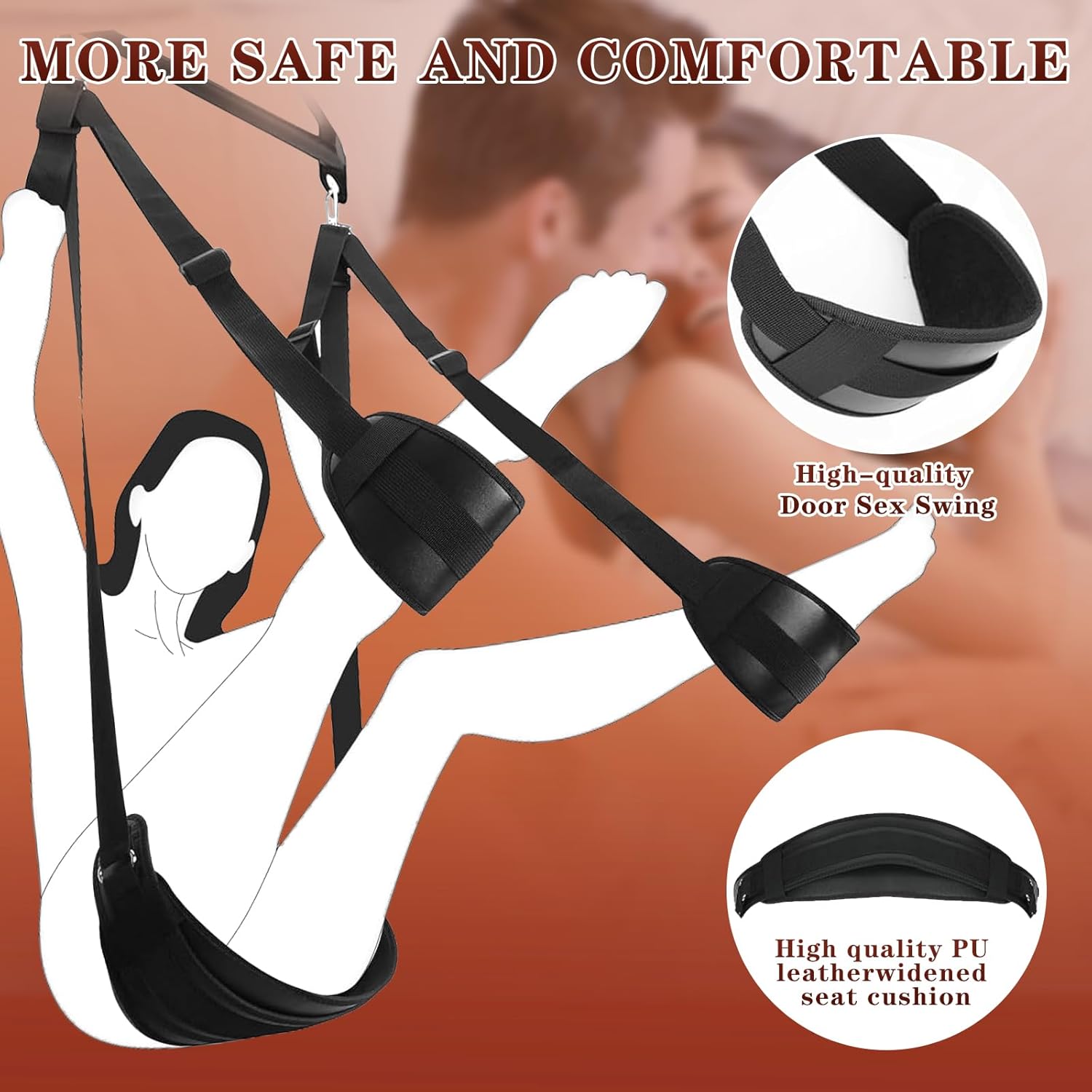 BDSM Sex Swing Sex Toys for Couples, Heavy Duty 360 Degree Spinning Indoor Ceiling & Door Sex Swing with Triangle Hanging, Sex Swings & Thigh Sling with Adjustable Straps, Bondage Restraints Sex Toy