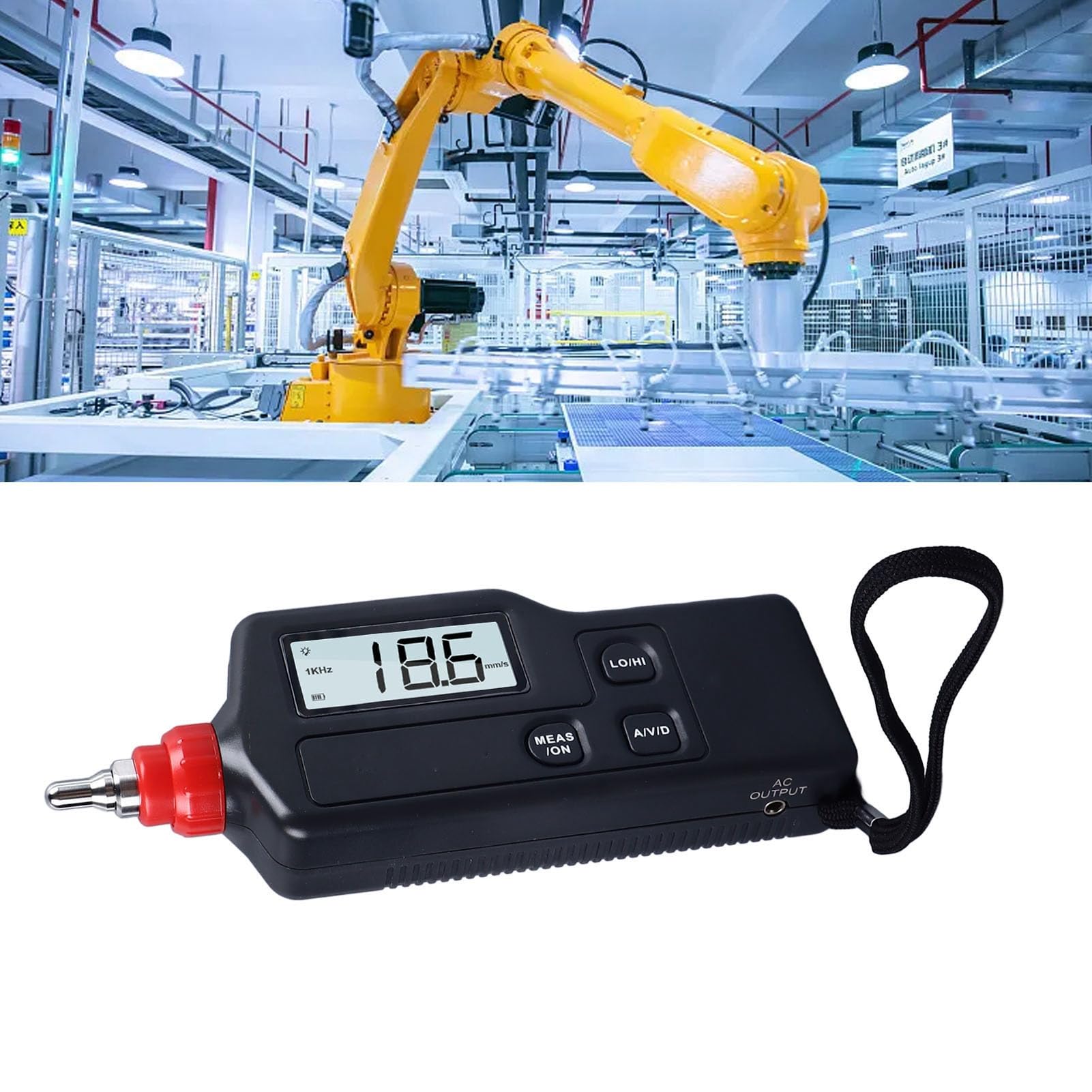 Misuratore di Vibrazioni Digitale, Vibrometro Multifunzionale Ad Alta Precisione, Materiale ABS, Compatto e Portatile, per la Produzione di Macchinari, Metallurgia Energetica