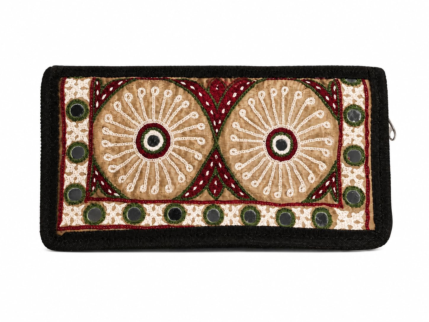 Handcrafted Embroidered Clutch with Mirror Work & Zip Closure-picture-53
