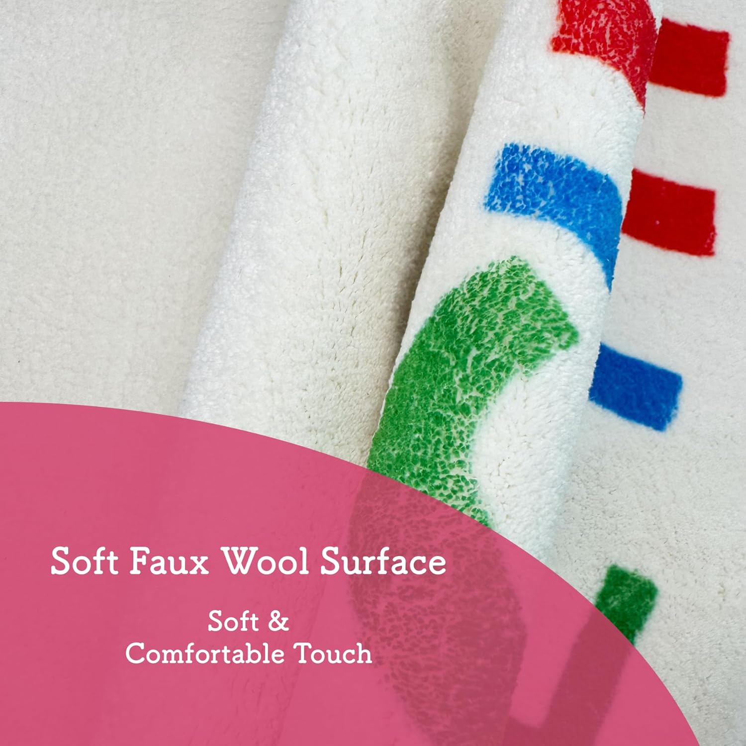 Rainbow Round ABC Kids Rug,5Ft Washable Alphabet Nursery Area Rug,Non-Slip Soft Crawling Play Mat for Children Toddlers Bedroom Reading Nook Decor (Multi Color, Round 59 inch)