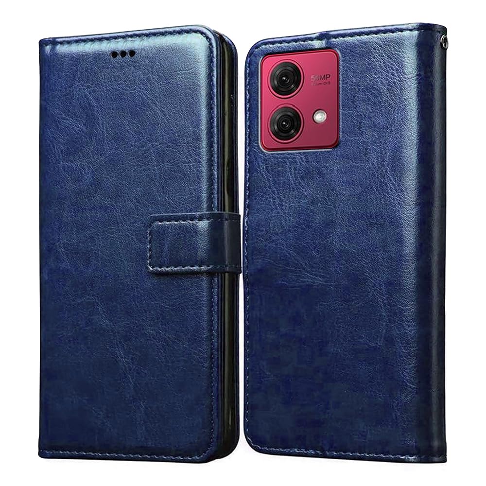 Amazon Brand- Solimo Flip for Motorola Moto G84 (Leather_Blue)