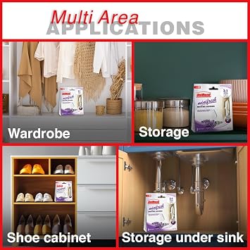 UniBond Minifresh Moisture Absorber, Lavender Fragrance Hangable Sachets, Ideal for Drawers, Cupboards, Wardrobes & Shoeracks, 2 Scented Sachets