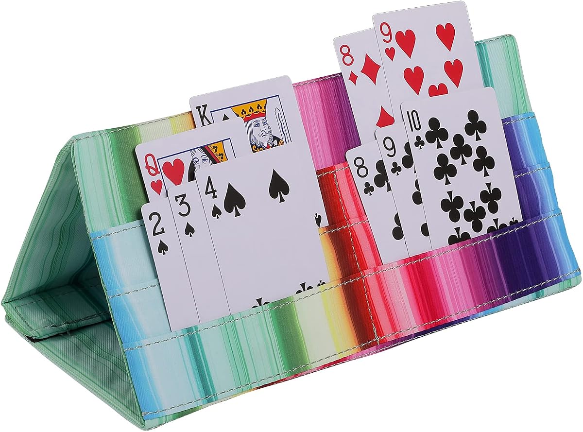 SeptCity Card Holders for Playing Cards, Rainbow Hands Free Folding | Playing Card Holder for Bingo Canasta 5 Crowns Poker UNO Family Game Night Accessory for Adult