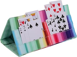 Card Holders for Playing Cards, Hands Free Folding Playing Card Holder for Bingo Canasta 5 Crowns Card Game, Cool Rainbow Cards Tray for Kids and Adult