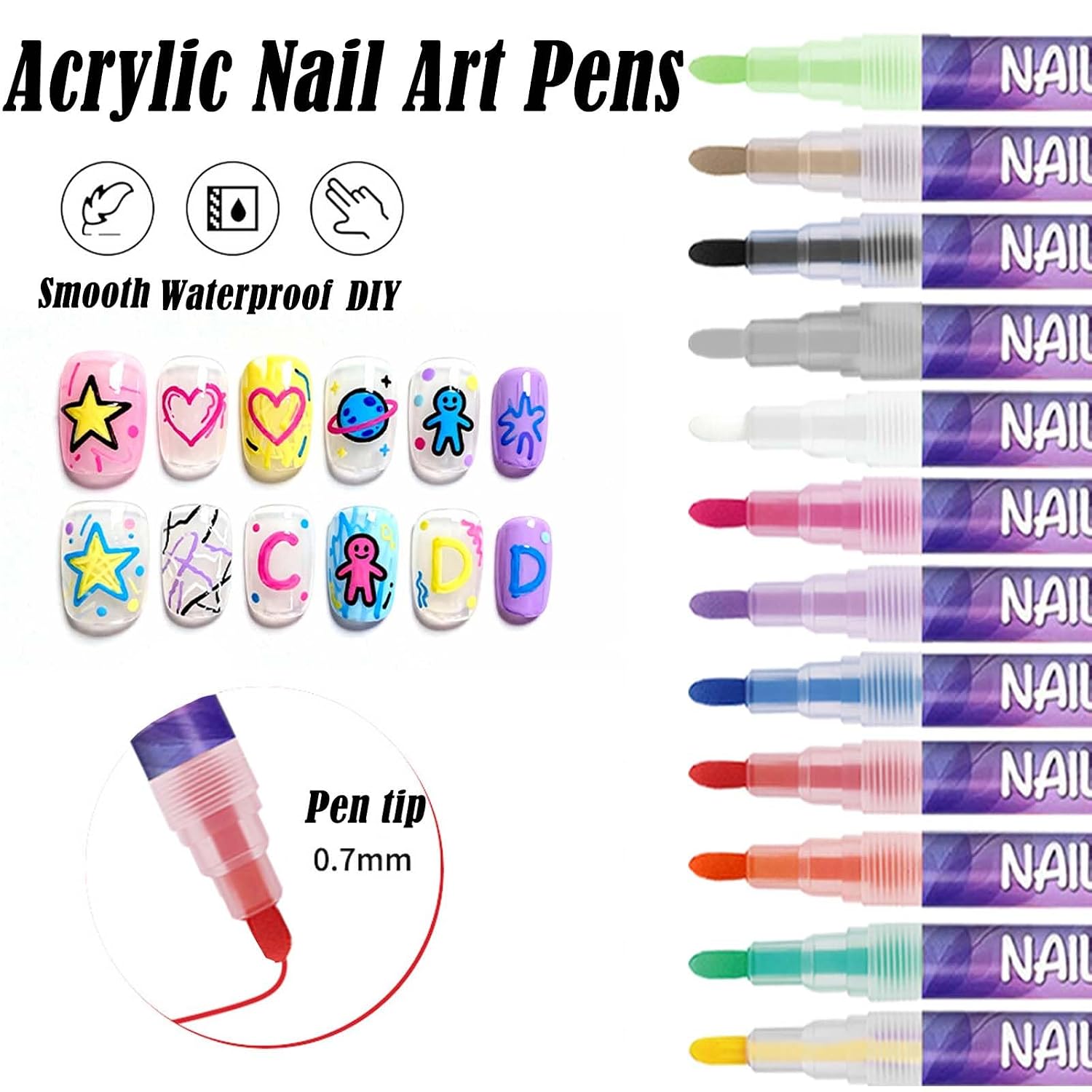 12 Pack Nail Art Polish Pens,Art Paint Markers for Painting Nails